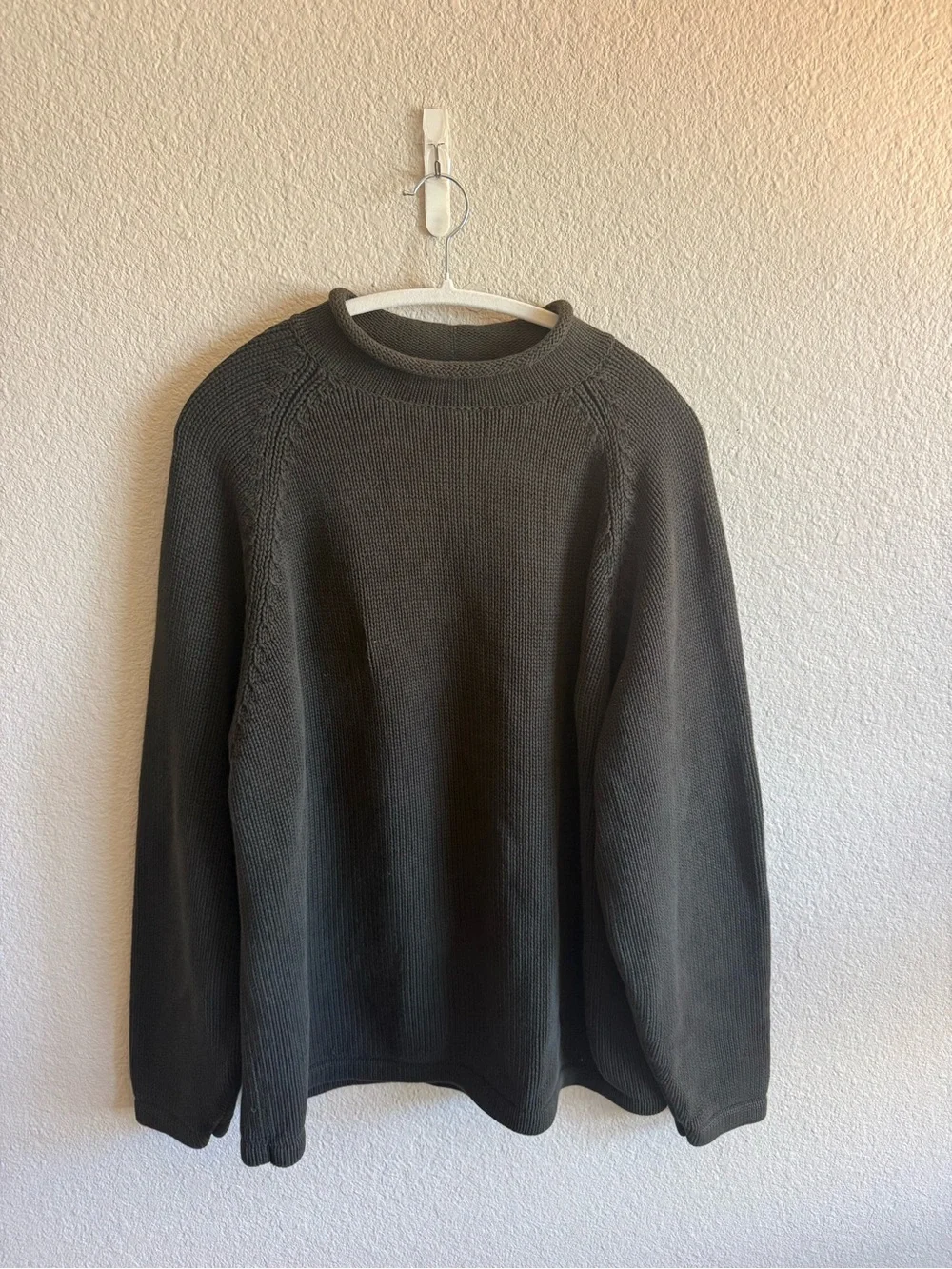 J Crew 1988 Rollneck Sweater 100% Cotton Dark Olive Green Roll Neck XXL